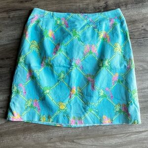 Lily Pulitzer Colorful Bird Print Women's Skirt Cotton lined Size 12